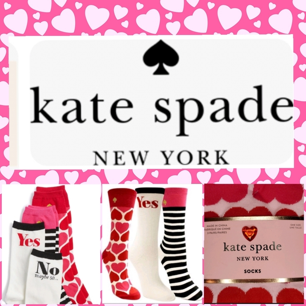 Kate Spade New York 3 pairs Heart Socks NWT